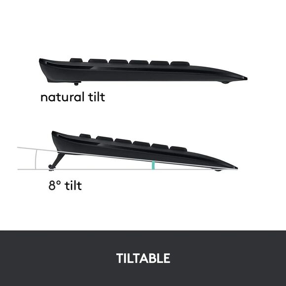 Logitech Advanced Combo Wireless Keyboard and Mouse, Black - Picture 4 of 4